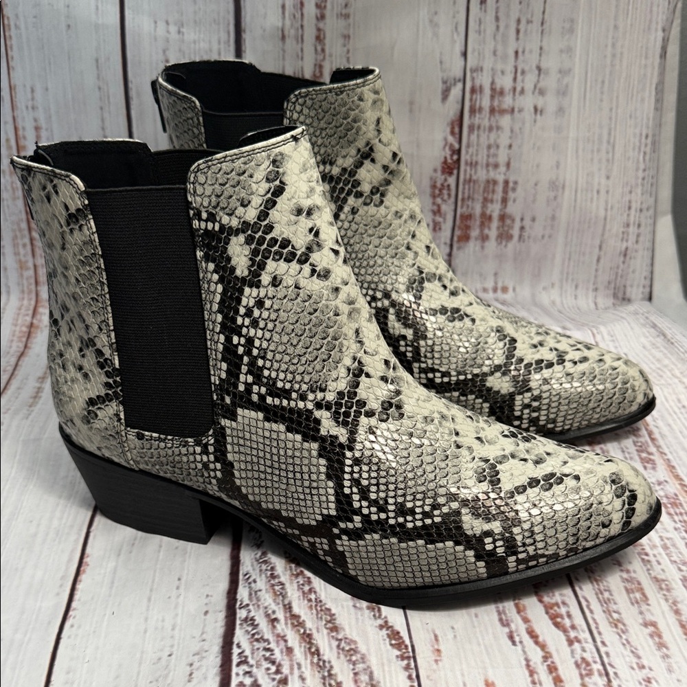 Esprit Leather Snakeskin Pattern Ankle Boots 11 - Picture 14 of 14